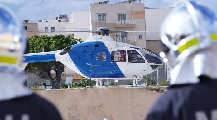 Helicopter link between Gozo and Mater Dei Hospital