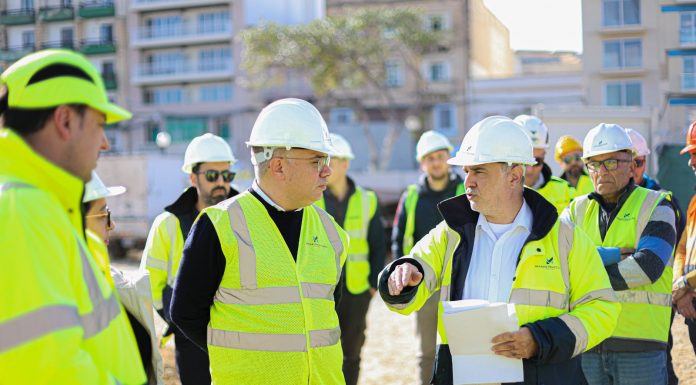 Transport Minister Chris Bonett visits the first part of the ongoing works in the Msida Creek project