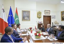 Deputy Prime Minister Ian Borg meets with Maldives Foreign Minister Abdulla Khaleel