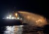 Drama as ship catches fire at sea