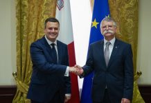 Home Affairs Minister Byron Camilleri meets Dr Laszlo Kover, Speaker of Hungarian National Assembly