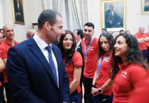 Prime Minister Robert Abela welcomes the athletes who represented Malta at the Games of the Small Countries of Europe held in Andorra