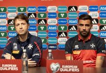 Coach Emilio De Leo and Jake Grech ahead of Poland clash