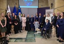 Five assistance dogs graduate during a ceremony at Sant’Antonio Palace