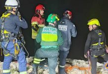 Civil Protection rescue climber near Red Tower, Mellieha