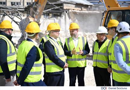Minister Owen Bonnici and Minister Stefan Zrinzo Azzopardi visit ongoing works on the Marsa Arts and Culture Hub project site