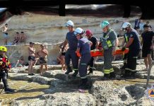Civil Protection rescue person injured in fall at Delimara
