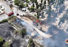 Grass fire at Addolorata Cemetery