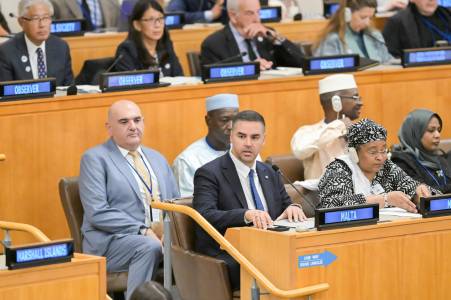 Deputy Prime Minister and Minister for Health Dr Ian Borg s addressing a United Nations High-Level Meeting