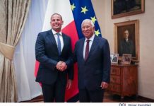 Prime Minister Robert Abela welcomes European Council President António Costa to Malta